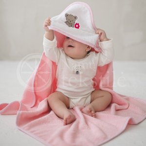 Children's hooded towel 90x90 (pink)